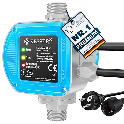 KESSER Druckwächter Druckschalter 15bar – Automatische Pumpensteuerung für Garten & Haus - Der KESSER Druckschalter sorgt für konstanten Wasserdruck bei der Gartenbewässerung und Hausversorgung. Mit automatischer Ein- und Ausschaltung schützt er Ihre Pumpe vor Trockenlauf und Druckstößen.