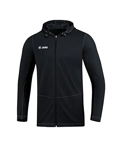 JAKO Kapuzenjacke Run 2.0 - Schwarz, Größe M, Unisex - Trainingsbekleidung mit atmungsaktivem Material, ideal für Läufer. Schützt vor Kälte und leitet Feuchtigkeit effektiv ab für optimalen Tragekomfort.