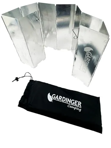GARDINGER Windschutz klappbar aus Aluminium für Grill + Kocher 82x24 cm 10-teilig