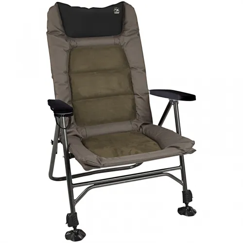 Behr Unisex Karpfenliegen 9101002 - Grau - Camping-Möbel mit geringem Transportmaß, ideal für Angler und Outdoor-Enthusiasten, inklusive Zubehörbox und 14-stufig verstellbarer Rückenlehne.