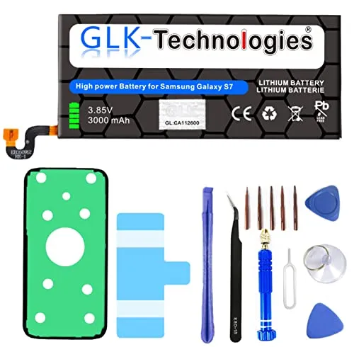 High-Capacity Ersatzakku kompatibel mit Samsung Galaxy S7 SM-G930F | Original GLK-Technologies Battery | accu | 3000 mAh Akku | ersetzt BG-EB930ABE inkl. Werkzeug Set Kit