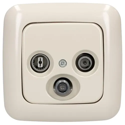 BUSCH JÄGER Komplettset/Antennensteckdosen-Einsatz 3-Loch Radio/TV/SAT (**) WISI + 1fach Rahmen und Abdeckung, alles in Busch Jäger DURO2000 cremeweiß
