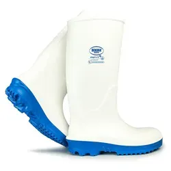 Bekina Boots StepliteS CleanGrip Stiefel S4 - Weiß/Blaue Größe 38 - Hochwertige Stiefel für den Lebensmittelbereich, kälteisolierend bis -30°C. Mit nichtmetallischer Zehenschutzkappe und rutschfester Sohle für optimalen Schutz und Komfort.