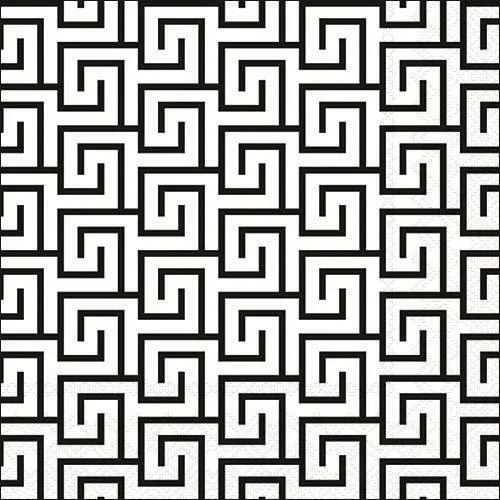 Servietten Greek Key white/black Labyrinth Muster schwarz weiß Deko 33x33cm 20