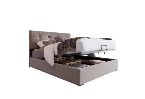 Flieks Polsterbett 90x200cm – Hydraulisches Einzelbett aus Kiefernholz in Grau