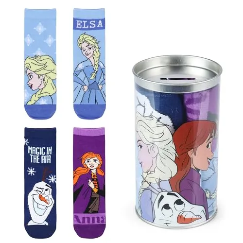 Disney Eiskönigin 2 Mädchen Socken Strümpfe 4er Pack Geschenkverpackung Spardose