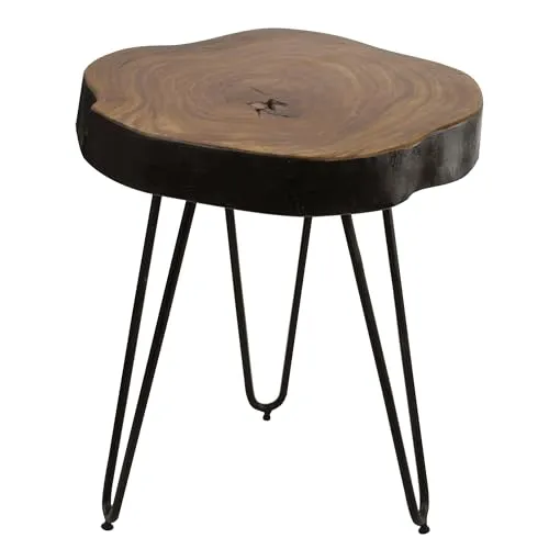FineBuy Massivholz Sheesham Beistelltisch 35 x 35 cm - Couchtisch aus handgefertigtem Sheesham Massivholz, jedes Stück ein Unikat mit stilvollen Haarnadelbeinen aus Metall für ein warmes Ambiente.