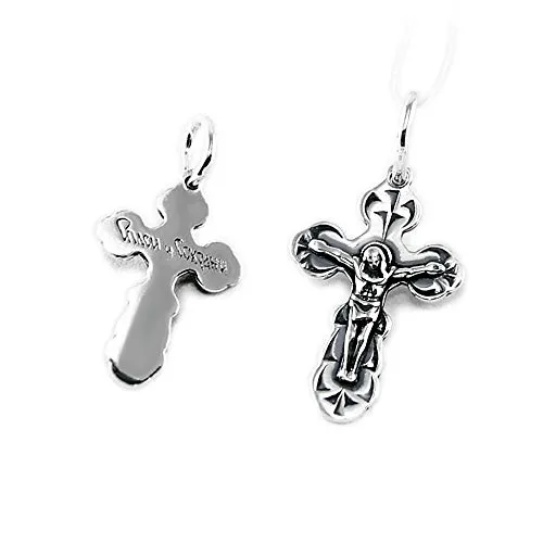 NKlaus Kettenanhänger Jesus Kreuz 925 Silber Orthodoxe Anhänger Glaubenssymbol K41