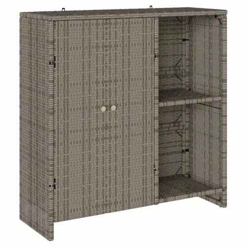 vidaXL Beistellschrank Grau 100x36x102 cm Rattan - Stylischer Rattan-Stauraum-Schrank für Wohnzimmer und Terrassen, bietet viel Stauraum mit elegantem, mattem grauen Finish und eignet sich ideal für drinnen und draußen.