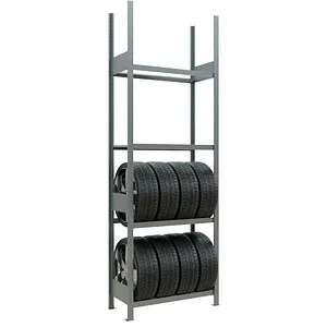 Grundregal für Räder und Reifen, 2750 x 900 x 400 mm - Werkstatteinrichtung für reifenschonende Lagerung, belastbar bis 150 kg pro Ebene und flexibel einstellbar in 25 mm Raster.