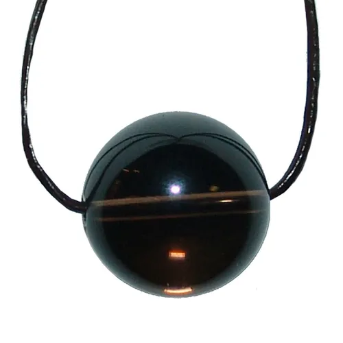 Rauchquarz Kugel gebohrt als Anhänger ca. 20 mm mit Band