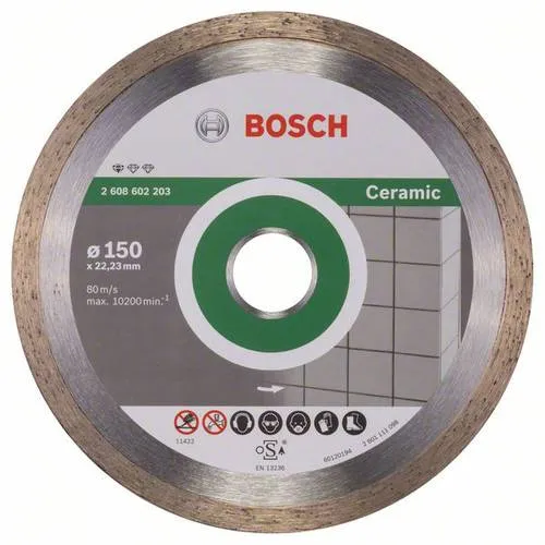 Bosch 1x Diamanttrennscheibe Standard for Ceramic (für Stein, Keramik, Fliesen, Marmor, Ø 150 x 22,23 x 1,6 x 7 mm, Zubehör für Winkelschleifer)