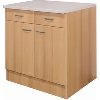 Flex Well Unterschrank mit Schublade und Drehtür 80 x 60 x 85 cm - Küchenschrank mit praktischem Stauraum, elegantes Design in Braun und vielseitige Nutzungsmöglichkeiten für Ihre Küche.