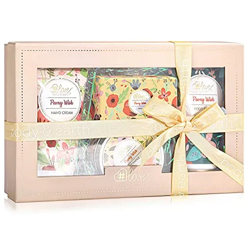 Body & Earth Love Duftkerze Handcreme Damen Geschenkset, 4-teilig. Pfingstrose Duft Geschenkbox, Duftgel, Handcreme, Fußcreme, Seife, Muttertagsgeschenk, Geburtstagsgeschenk, Muttertagsgeschenk