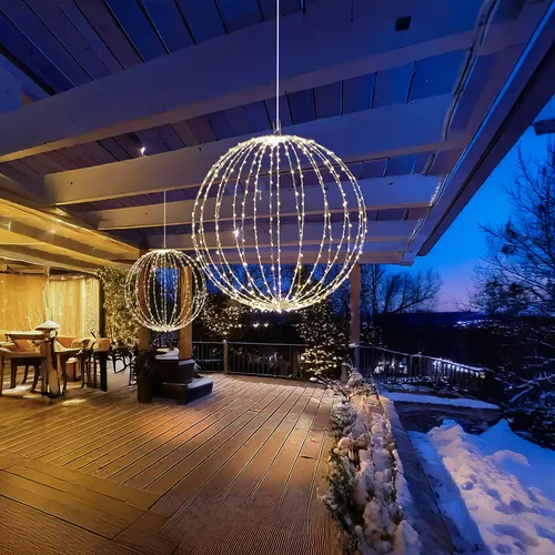 LED Drahtkugel Leuchtkugel faltbar 58cm 480LED Kugelleuchte 8Modi Timer Außen
