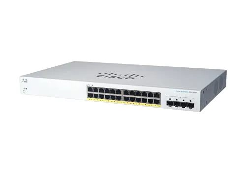 Cisco Business 220 Series CBS220-24FP-4G - 28-Port PoE Switch - Netzwerk Switch mit 24 PoE-Ports für einfache Integration und Stromversorgung von Geräten, ideal für kleine bis mittelgroße Unternehmen.