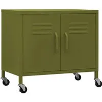 vidaXL Lagerschrank Olivgrün 60x35x56 cm Stahl - Büroschränke aus robustem Stahl, mit verstellbarem Einlegeboden und vier Rollen für einfache Mobilität. Ideal für Ordnung und Stauraum in jedem Zuhause.