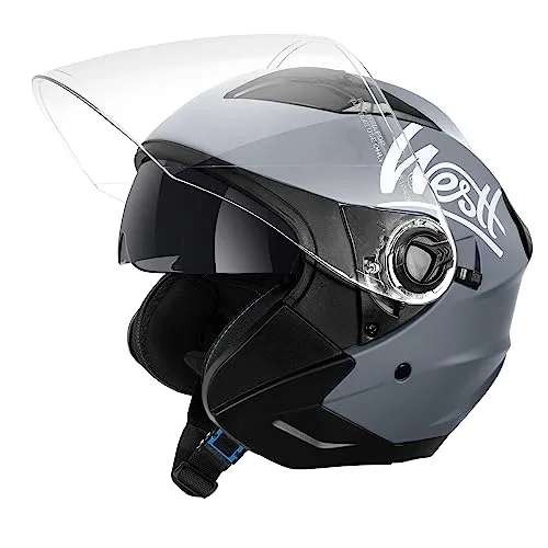 Westt Jethelm Motorradhelm mit Visier & Sonnenblende ECE 22.06 Zertifiziert