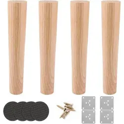 Möbelfüße Eiche Holz Rund Tischbeine Montageplatten 25cm