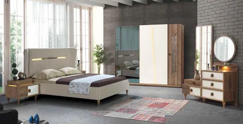 Design Schlafzimmer Set 5tlg. mit Bett, Nachttischen, Kommode & Kleiderschrank - Modernes 5-teiliges Schlafzimmer Set in Schwarz, inklusive Bett (200x200 cm), Nachttischen, Kommode und Kleiderschrank. Ideal für Jungen, Mädchen und Erwachsene, kein Montageaufwand.