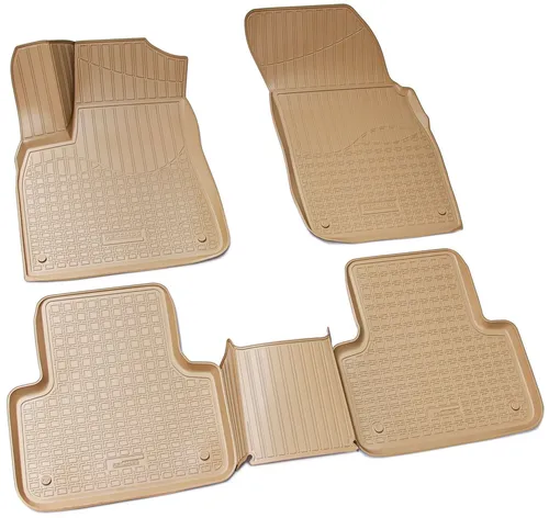 3D Gummi Fussmatten für AUDI Q7 SQ7 | Beige mit Rand - Hochwertige, abwaschbare Fußmatten für AUDI Q7 SQ7, passgenau und geruchsneutral. Ideal für optimalen Schutz des Innenraums.