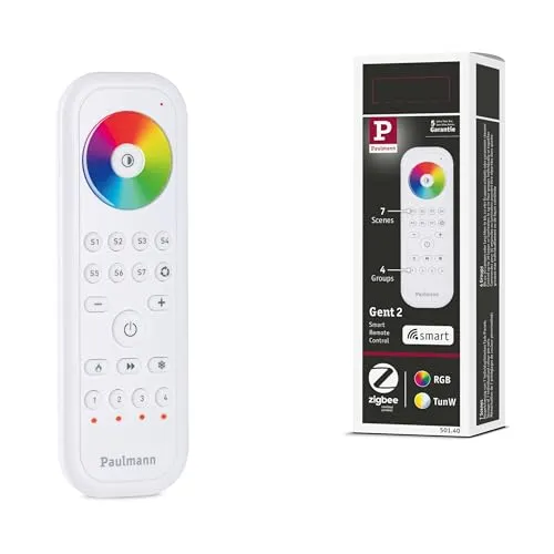 Paulmann 50140 Gent 2 Home Fernbedienung Weiß - Zubehör für Leuchten mit Zigbee 3.0 Unterstützung, steuert bis zu 30 Lampen in 4 Gruppen ohne App – perfekte Lösung für individuelle Lichtgestaltung.