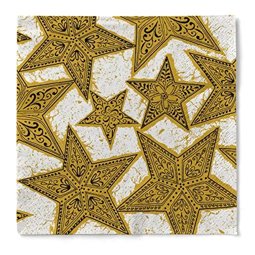 Sovie HORECA Serviette Gitte (Gold-Schwarz) aus 3-lagigem Tissue, Einweg Serviette Adventszeit Weihnachtsfeier, Papierserviette 33 x 33 cm, 100 Stück