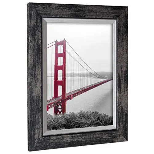 rahmengalerie24 Bilderrahmen 35x45 cm Farbe: Schwarz gew. MDF Elegance Elegant-Modern Hängerahmen ohne Passepartout ohne Ständer Made in Germany