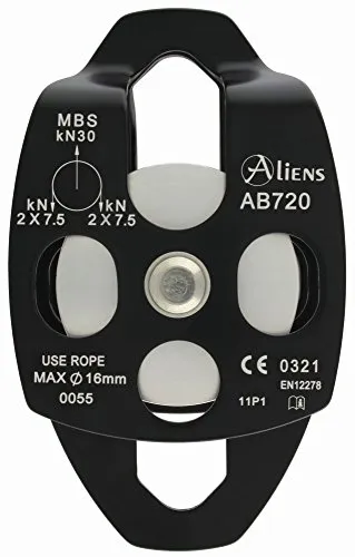 ALIENS Big Double Pulley Seilrolle, Farbe:schwarz