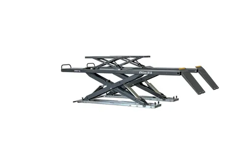 ATH-Heinl Cross Lift 35 OG - 3,5t Scherenhebebühne - Robuste 3,5t Auffahrscherenhebebühne mit hydraulischem Antrieb und wartungsfreier Leistung. Ideal für Reparatur und Prüfplätze, inklusive Not-Ablass-System und optionalem Achsmess-Kit.