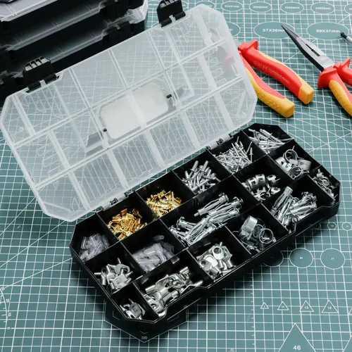 CCLIFE Sortimentskasten 2tlg Stapelbar 29,5x15,5x10 cm mit Entnehmbaren Innenteilern