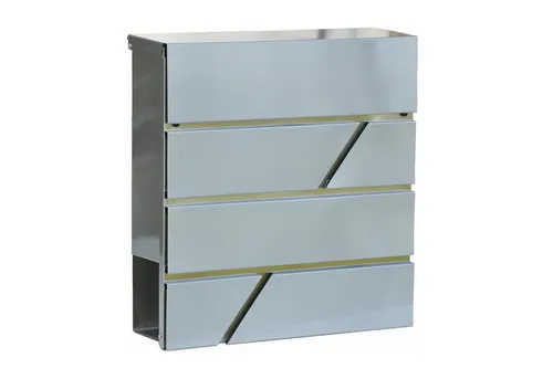 Dazikemo Briefkasten Figura Silber - Moderner Wandbriefkasten aus gebürstetem Edelstahl, 37 x 37 x 10,5 cm, mit großzügigem Einwurfschlitz und praktischem Zeitungsfach für große Briefe und Zeitschriften.