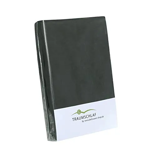 Traumschlaf Spannbettlaken Jersey Elasthan Stretch anthrazit, 180x200-200x220 cm - Hochwertiges Spannbetttuch aus 96% Baumwolle und 4% Elasthan, besonders elastisch und strapazierfähig, mit Rundumgummi für perfekten Sitz. Waschbar bis 60°C und trocknergeeignet.