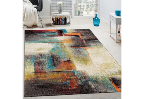 Paco Home Designer Teppich Modern Kurzflor - Teppiche für Wohnzimmer, trendiger melierter Look in multicolour, maschinell gewebt und geeignet für Fußbodenheizung bis 24 Grad.