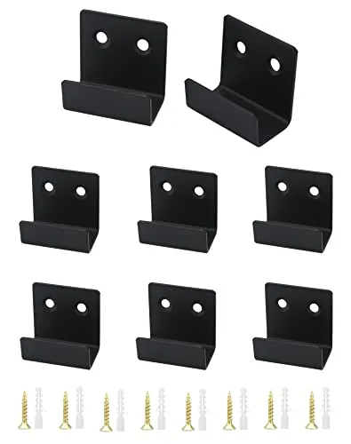 QWORK® 8 Stück U Winkel Halterung Edelstahl, Schwerlast Keramikfliesen Display Wandhaken mit Schrauben, Schwarz, 20 mm Innenbreite