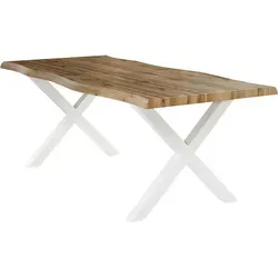 Jockenhöfer Gruppe Esstisch Wilson, Baumkantenoptik 200x100 cm - Esstisch in eleganter Baumkantenoptik mit großzügigen Maßen von 200x100 cm, ideal für gesellige Runden. Hochwertiges MDF und stilvolles X-Gestell in Weiß sorgen für einen modernen Look.