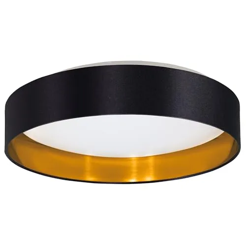EGLO LED Deckenlampe Maserlo 2 – Elegante Textil Deckenleuchte in Gold und Schwarz - Lampen für modernes Wohnen: Diese stilvolle Deckenlampe sorgt für warmes Licht und eine gemütliche Atmosphäre in jedem Raum und ist mit der Maserlo-Serie kombinierbar.