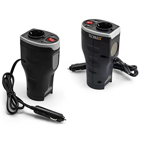 Technaxx Zigarettenanzünder Steckdose TE13 - 200W Spannungswandler für Auto, 2 USB Ports, kompakt und sicher für unterwegs