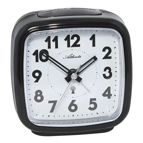 Atlanta Funkwecker analog mit Licht seitlicher Alarmschalter, schwarz