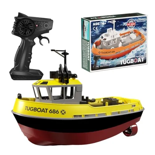BAUBAUPLAY 1/72 RC Schlachtschiff Model, 2.4G RC Elektro Schleppboot Modell, Outdoor Wasserspielzeug Geschenk für Erwachsene - RTR Version