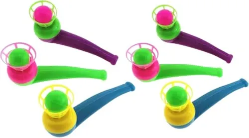 HDouii Schwimmende Blaspfeife und Bälle in zufälliger Farbe, Balance-Blasen-Stressabbau für Erwachsene, lustiges Partyzubehör, Party-Stressabbau, 6 Stück