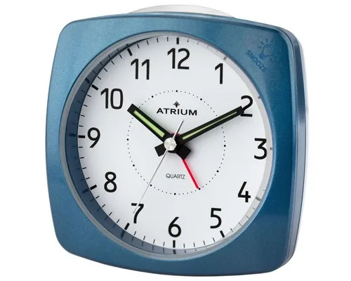 Atrium Wecker A251-5 blau - Analogwecker mit 8,5 cm Durchmesser, stilvolles Design in Blau und Weiß für jeden Raum