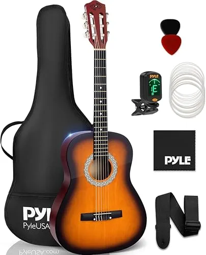 Pyle Gitarre Kinder 3/4 – Handgemachte Akustikgitarre für Anfänger