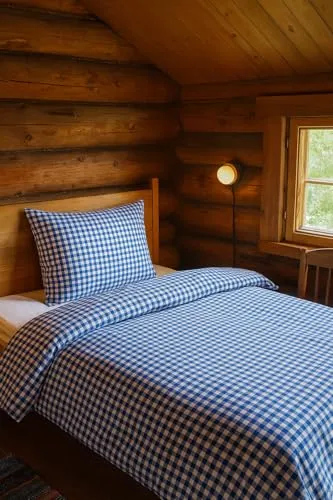 texpot Landhaus Bettwäsche Garnitur 2-teilig 135 x 200 cm + 80 x 80 cm kariert blau-weiß