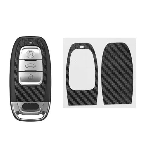 kwmobile 2X Schlüsselfolie kompatibel mit Audi Q5 / A8L / A8 / A7 / A5 / A4L Schlüssel - Schwarz Carbon