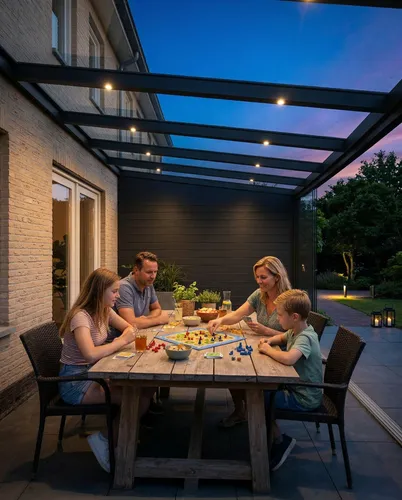 Terrassenüberdachung Salzburg Anthrazit 306 x 400 cm mit 16 mm Stegplatten