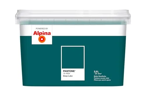 Alpina Wandfarbe Pantone 18-4834 Deep Lake 2,5l - Matt Wandfarbe in der einzigartigen Farbe Deep Lake, ideal für Beton und Gipskarton, sorgt für ein stilvolles Ambiente in jedem Raum.