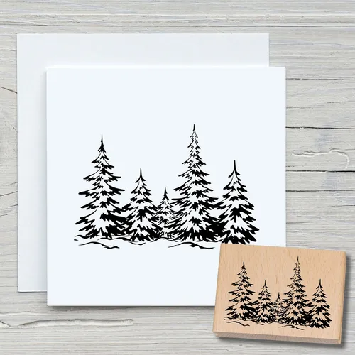 Stempel Tannenwald - Motivstempel Holzstempel Scrapbooking Karten Weihnachten