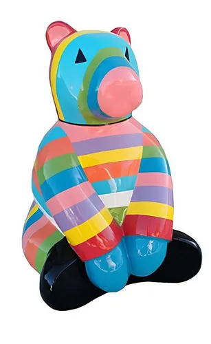 Xlmoebel Gartenfigur Teddy Bär Deko Figur aus Kunststoff, mehrfarbig, modern gestaltet, Made in Europa