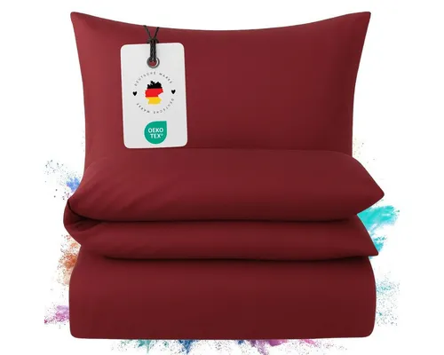 Carpe Sonno Mako Satin Bettwäsche 135 x 200 & 155 x 220 - Bordeaux Uni - Hochwertige Mako Satin Bettwäsche aus 100 % Baumwolle. Besonders geschmeidig und atmungsaktiv, sorgt sie für ein angenehmes Schlafklima – ideal für jedes Schlafzimmer.